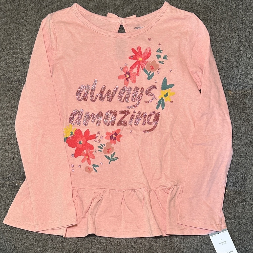 Carter's Floral Graphic Pink Long Sleeve Tee